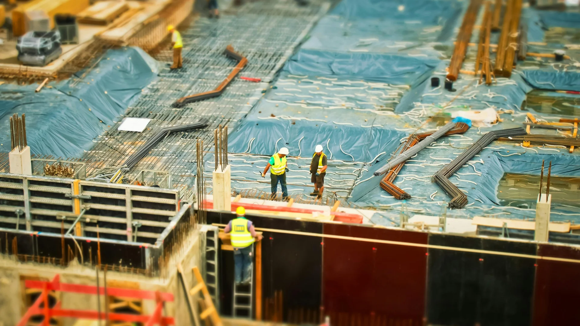 Construction team at work